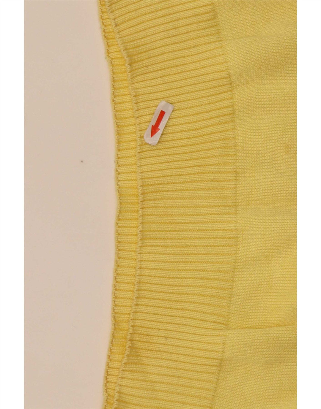 Vintage hombres botón cuello jersey suéter medio amarillo colorblock algodón