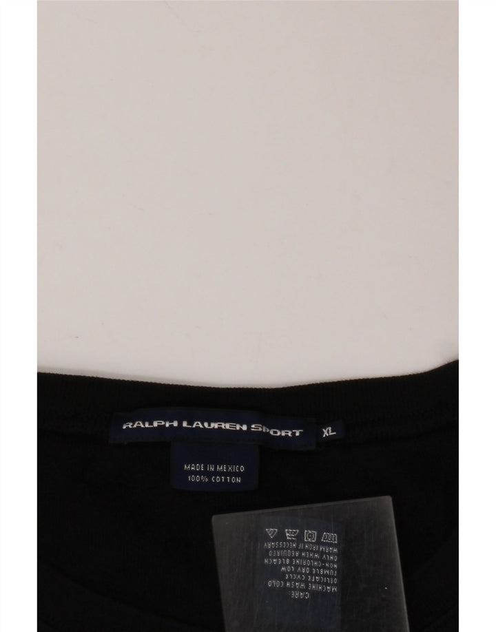 RALPH LAUREN Camiseta corta para mujer UK 40 XL Algodón negro