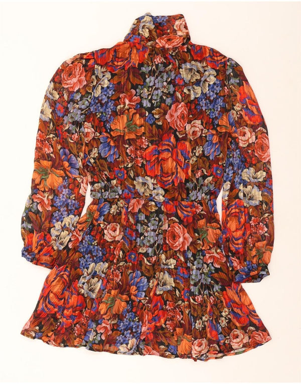 ZARA Vestido acampanado con lazo delantero para mujer UK 40 Mediano Multicolor Floral