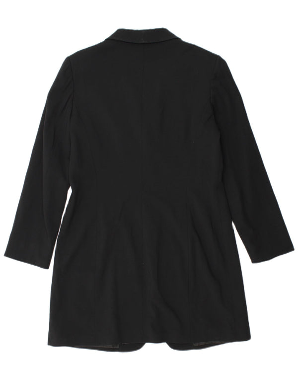 Vintage mujer longline 1 botón Blazer chaqueta IT 46 grande negro