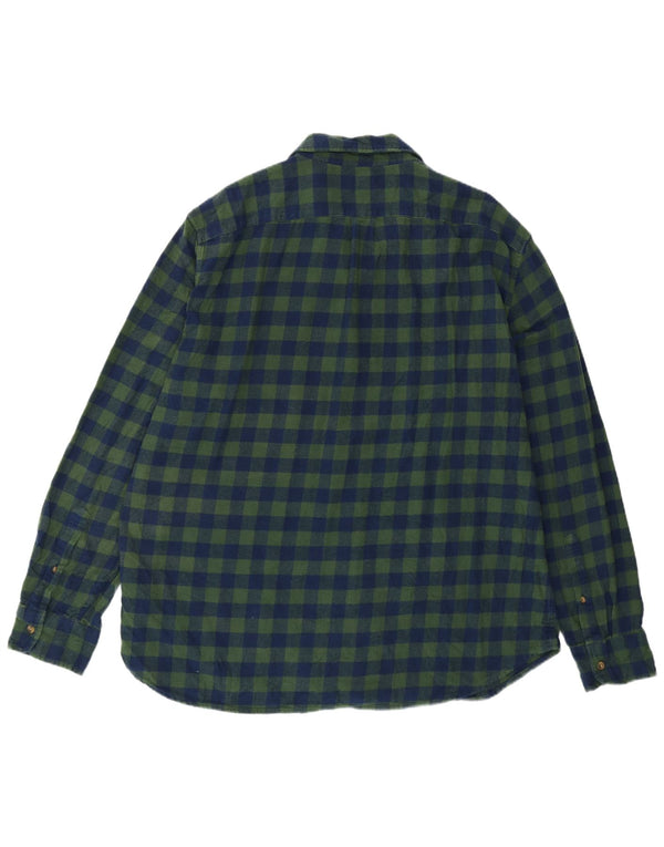 J. Crew Camisa de franela de corte clásico para hombre, talla 2XL, algodón a cuadros verde