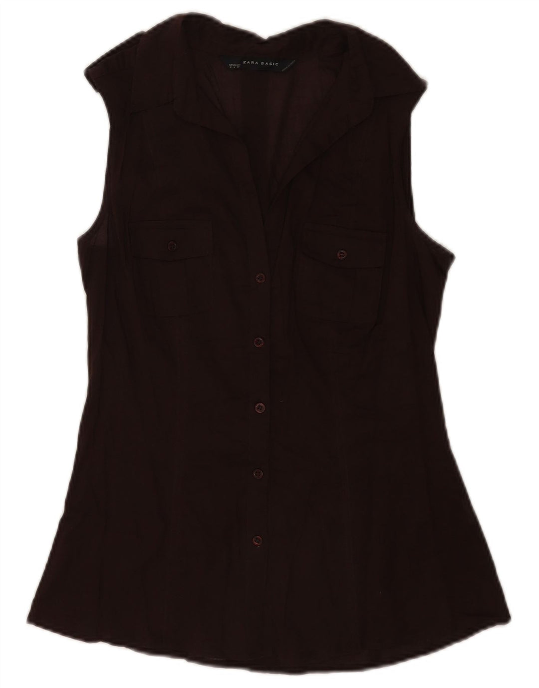 Zara Mujer Camisa Sin Mangas UK 42 Marrón Medio