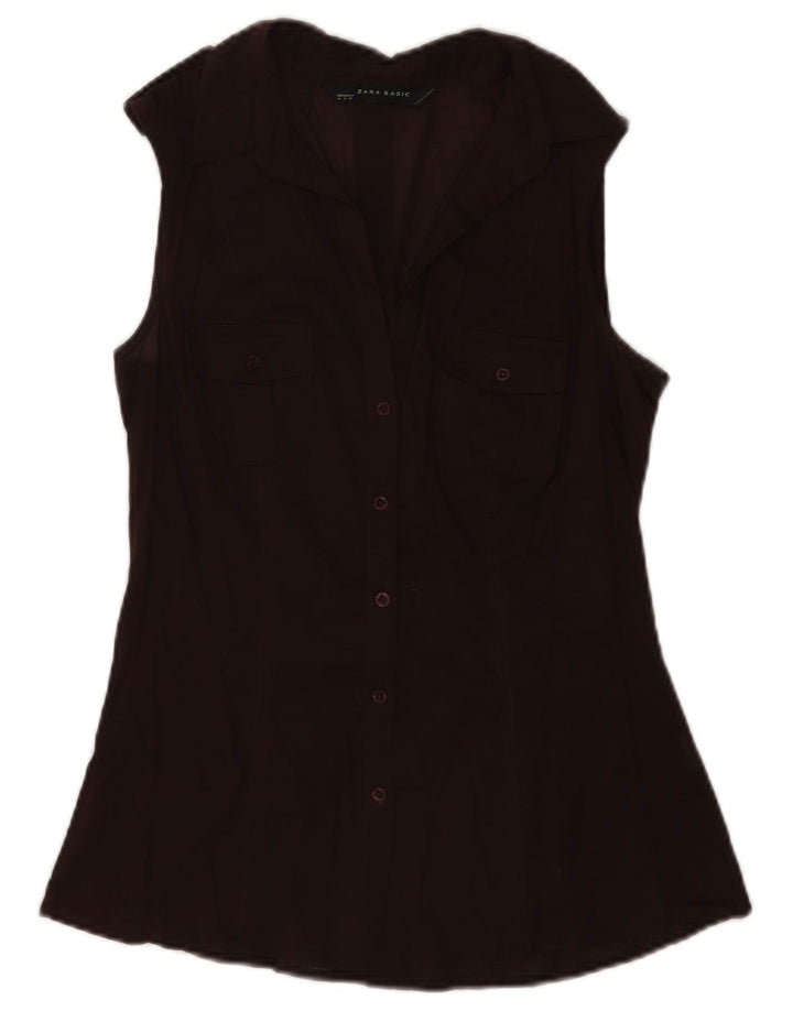 Zara Mujer Camisa Sin Mangas UK 42 Marrón Medio