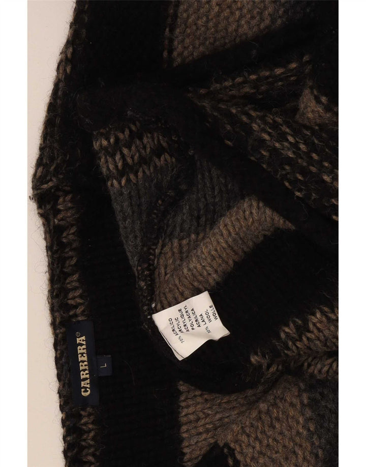 Carrera Jersey con cuello en V para hombre, suéter grande de acrílico a rayas multicolor