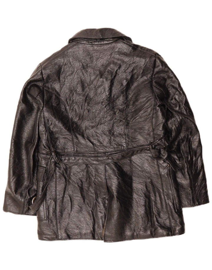 VINTAGE Chaqueta de cuero Sherpa para hombre Reino Unido 38 Mediano Negro