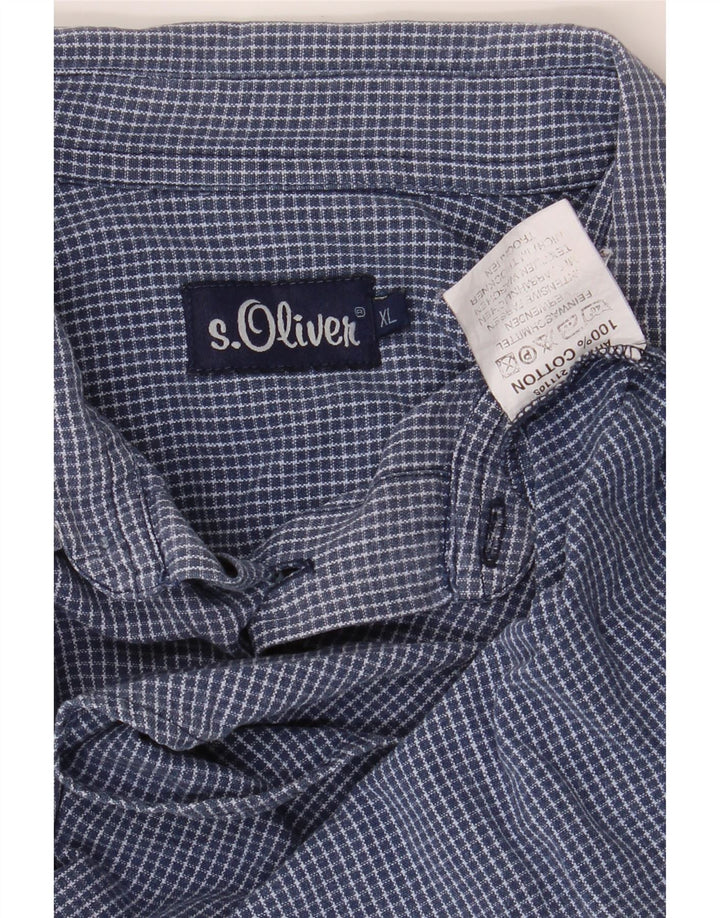 S.OLIVER Mens Shirt XL Navy Blue Check Cotton Vintage S.Oliver and Second-Hand S.Oliver from Messina Hembry 