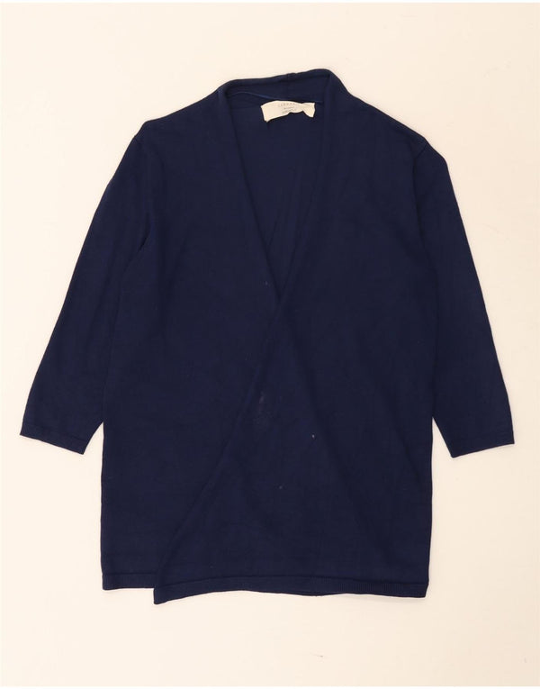 Zara Suéter tipo cárdigan abierto con manga 3/4 para mujer UK 40 Azul marino mediano