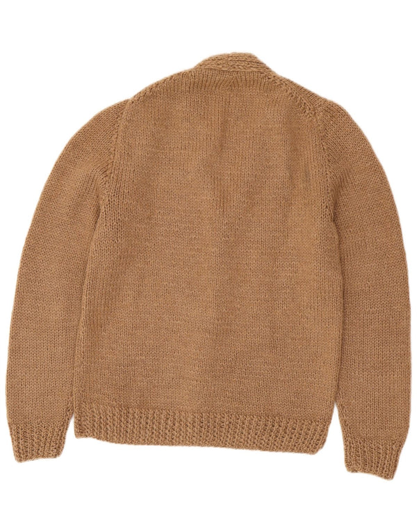 Vintage Hombres Cardigan Suéter XS Marrón