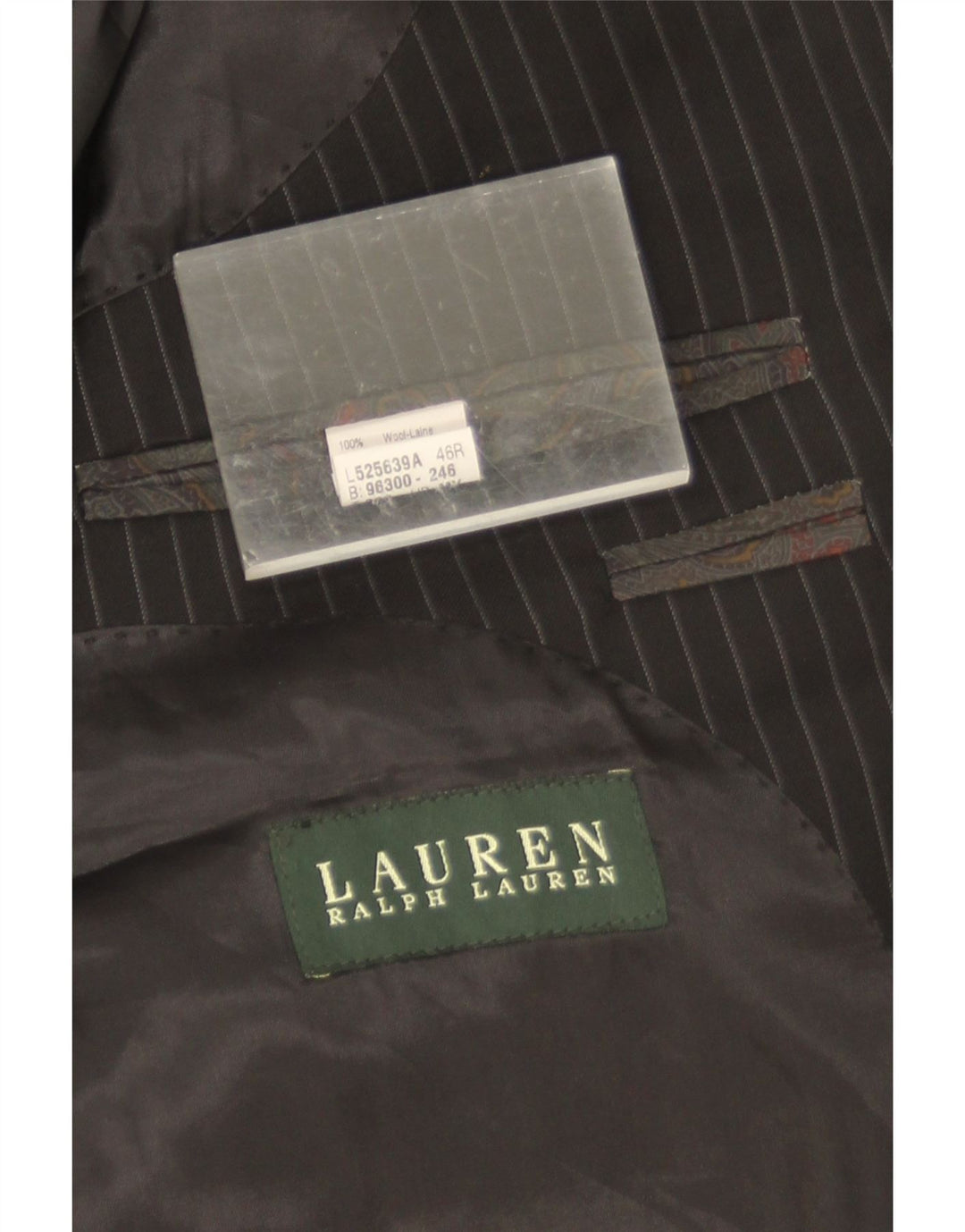 Ralph Lauren Chaqueta Blazer de 2 Botones para Hombre UK 46 2XL Lana a Rayas Negra