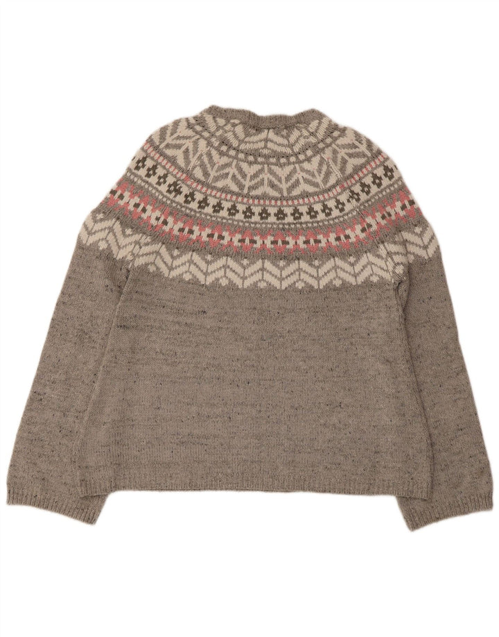 Marks & Spencer Suéter tipo jersey con cuello barco para mujer Reino Unido 40 Gris medio Fair Isle