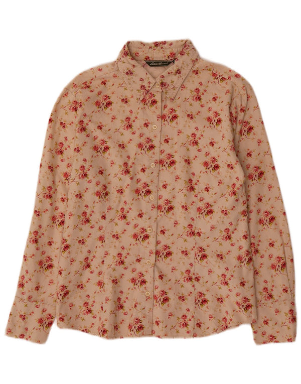 EDDIE BAUER Camisa de pana para mujer UK 44 Algodón floral beige medio