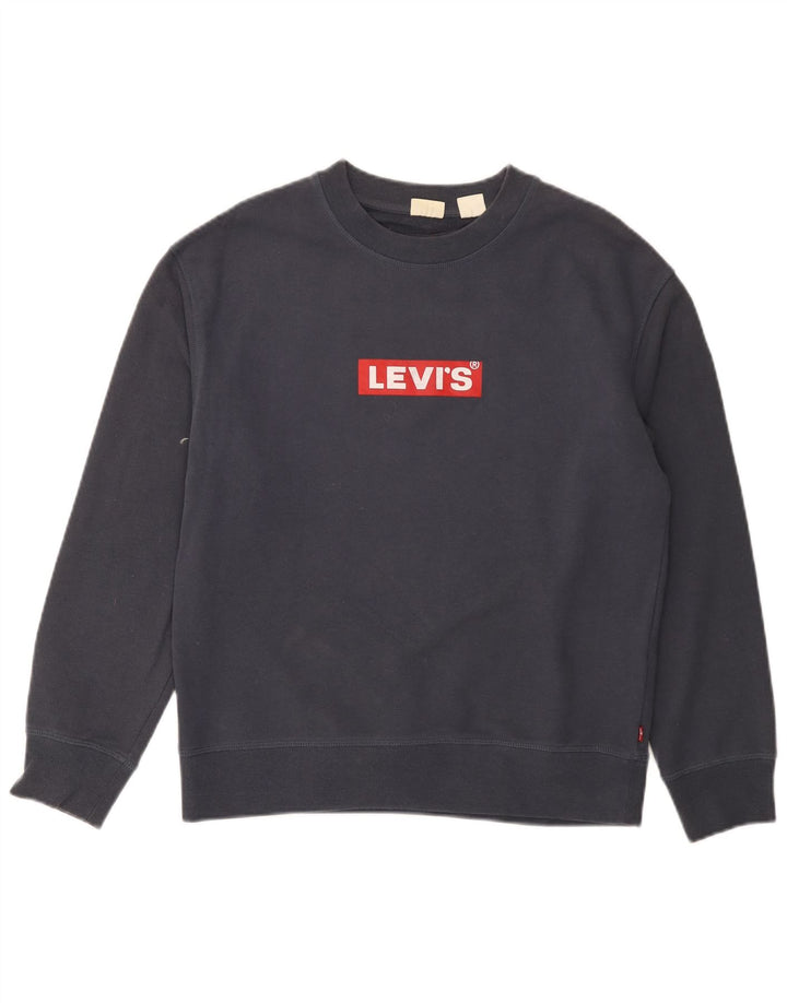 Levi's Sudadera gráfica para mujer Jumper UK 14 Medium Azul marino Algodón