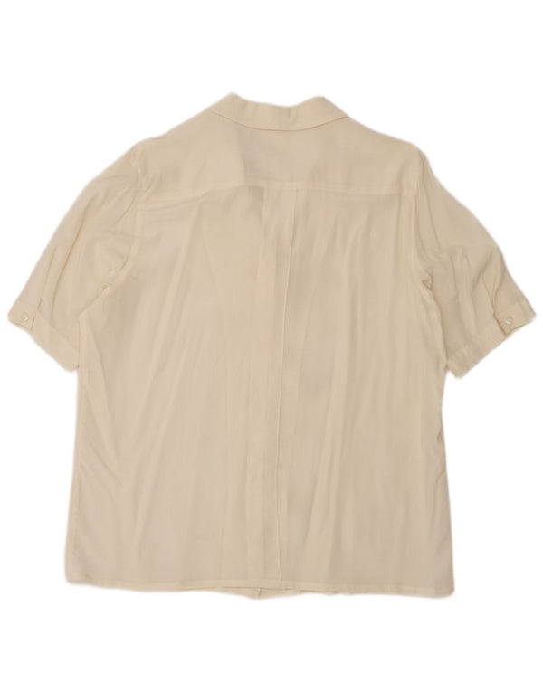 Vintage mujer manga corta camisa blusa Reino Unido 18 XL blanco apagado