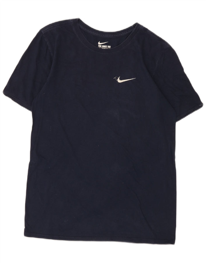 Nike Camiseta de corte atlético para hombre, talla pequeña, algodón azul marino