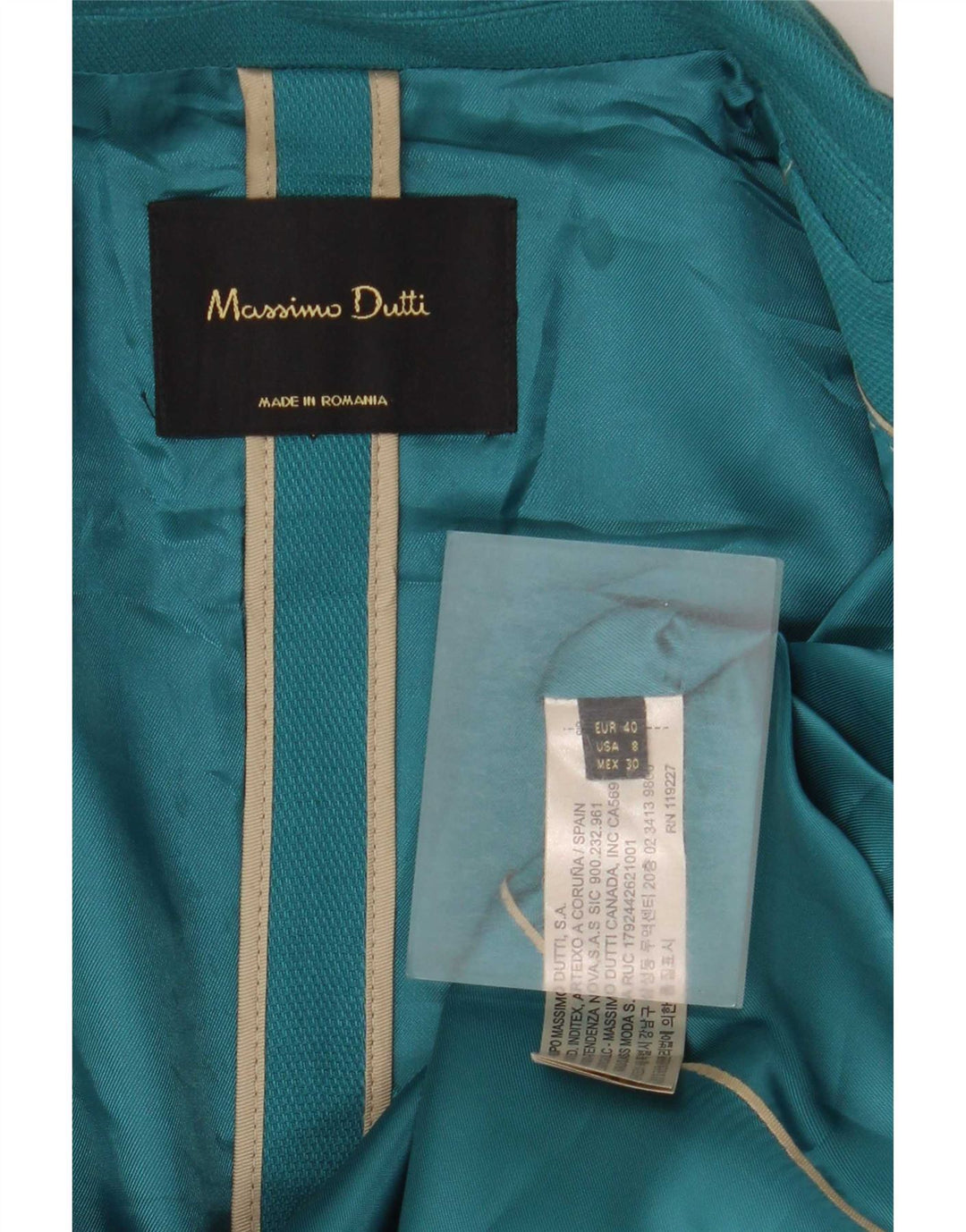 Massimo Dutti Chaqueta Blazer 1 Botón Mujer EU 40 Azul Medio Algodón