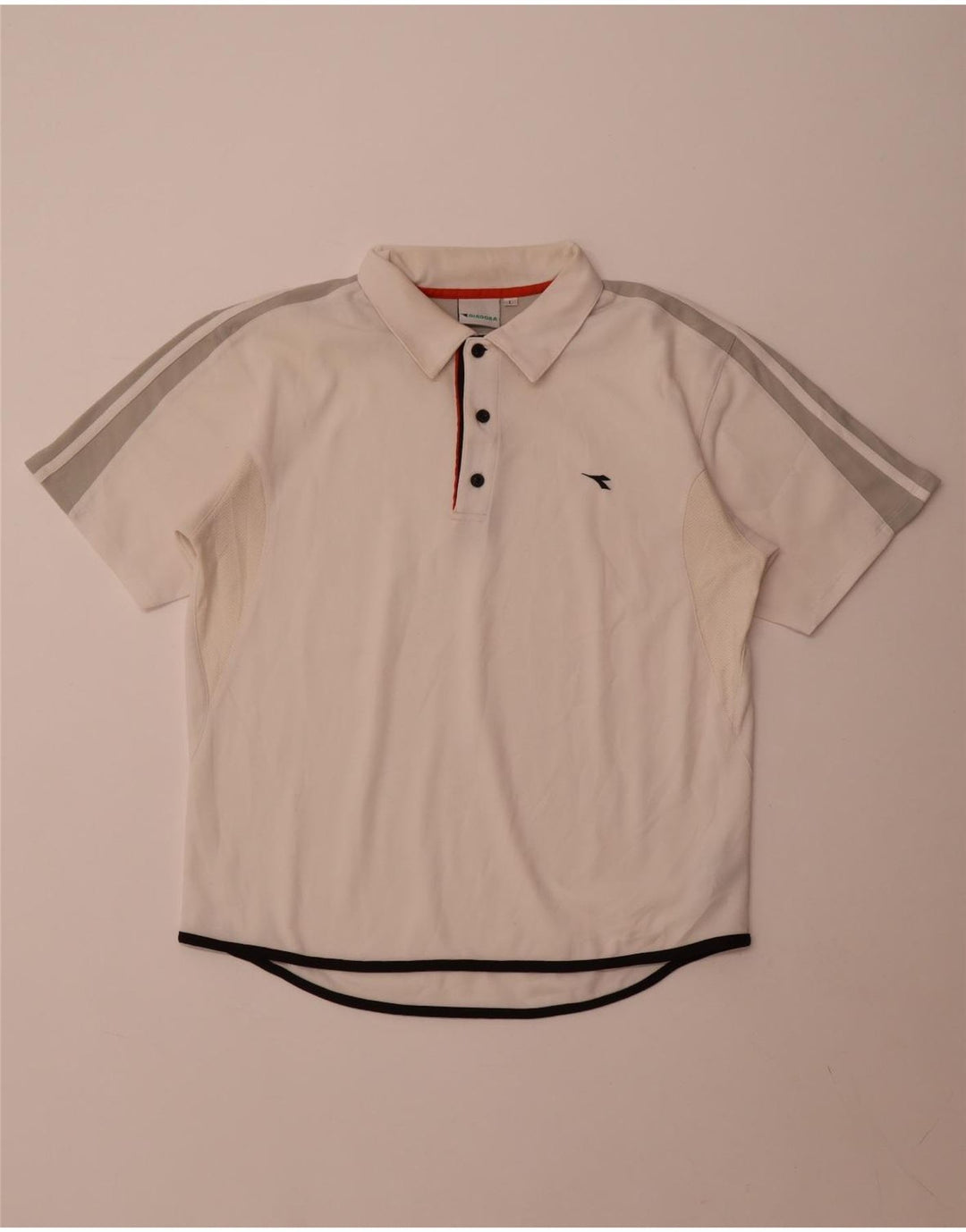 Diadora Polo Hombre Grande Blanco Colorblock Poliéster