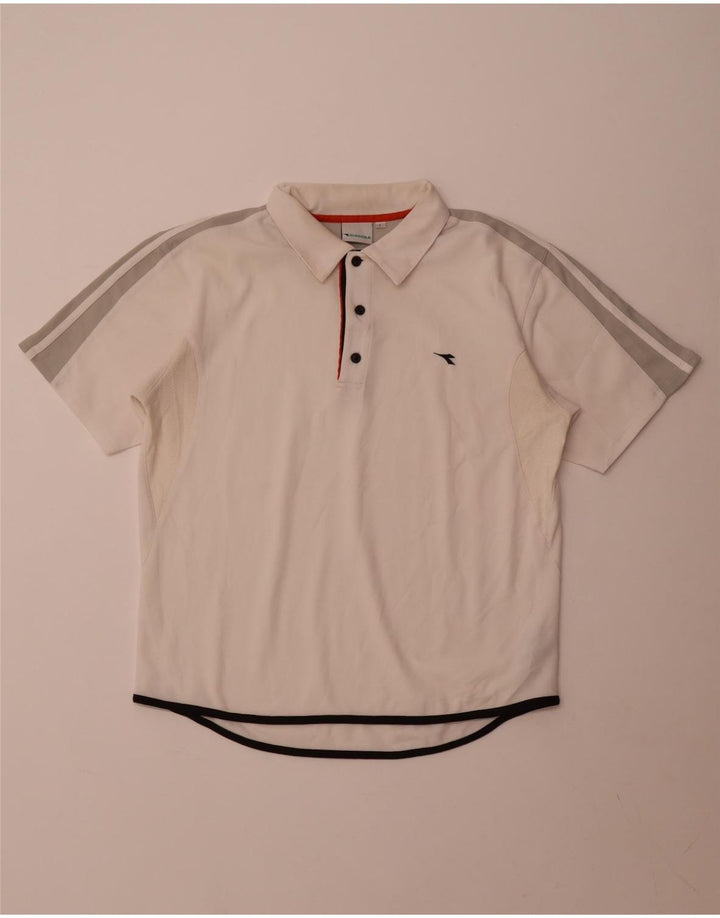 Diadora Polo Hombre Grande Blanco Colorblock Poliéster