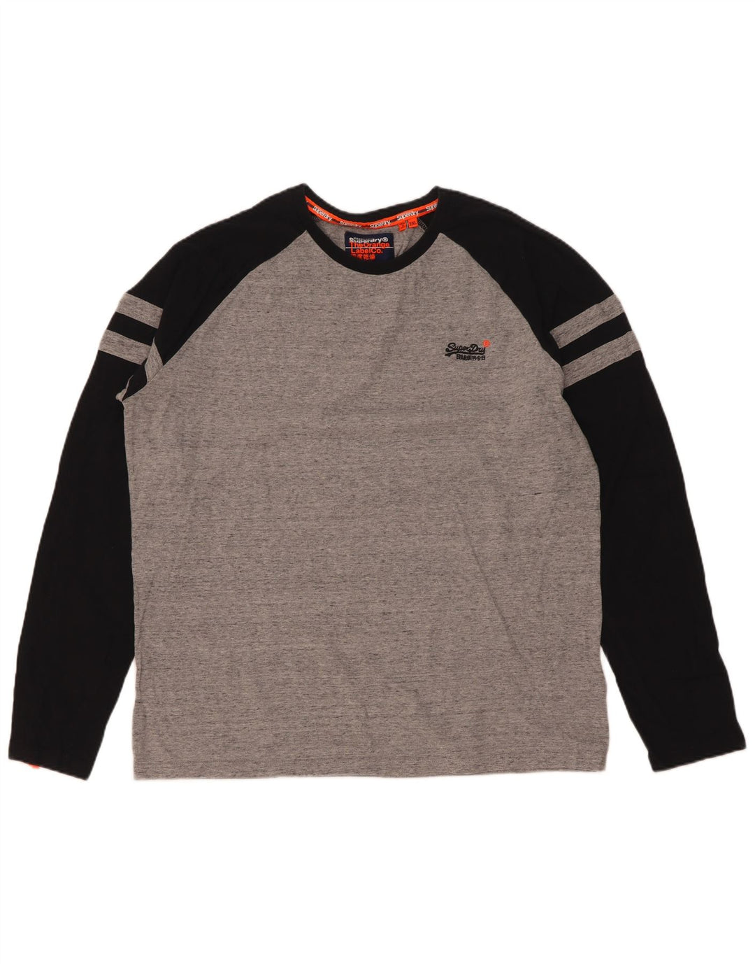 Superdry Camiseta de manga larga para hombre, talla 2XL, algodón gris color block
