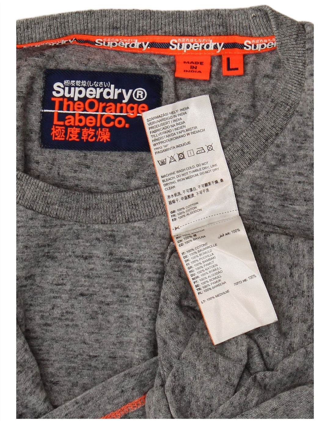Superdry Camiseta para hombre Top grande de algodón moteado gris