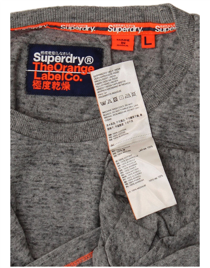 Superdry Camiseta para hombre Top grande de algodón moteado gris