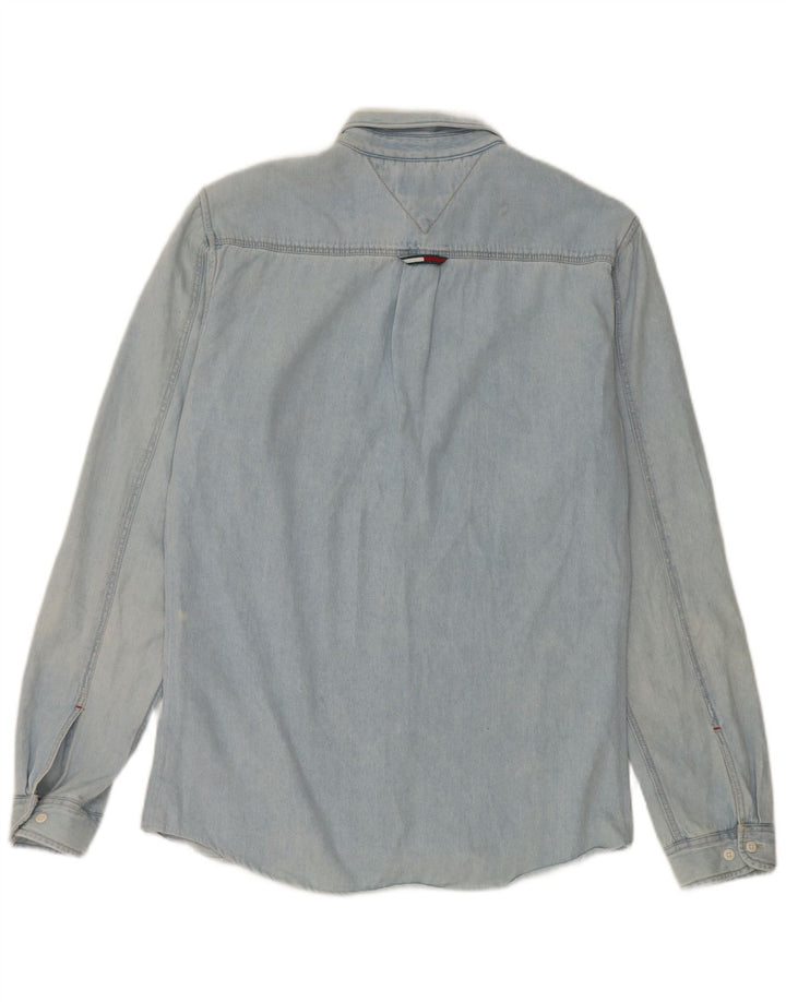 Camisa Tommy Hilfiger Hombre Regular Fit Denim Algodón Azul Medio