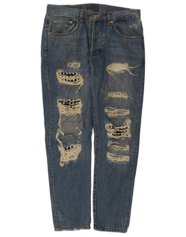 Zara Jeans ajustados desgastados para hombre EU 40 Medium W31 L28 Azul