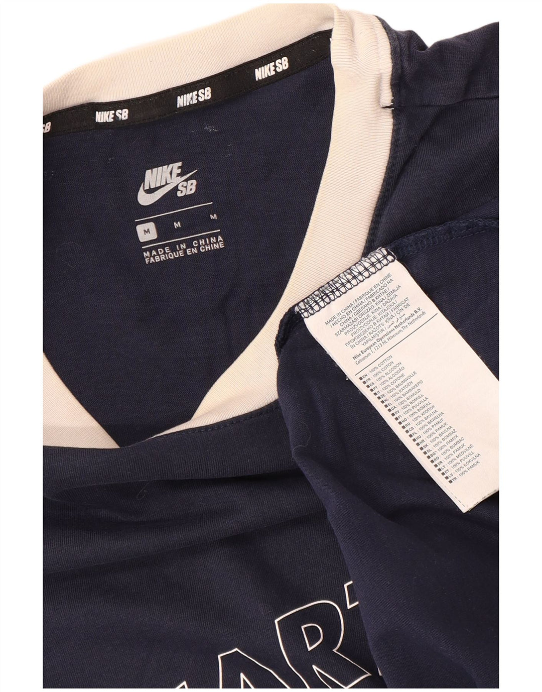 NIKE Camiseta gráfica para hombre Top Medium Azul marino Algodón