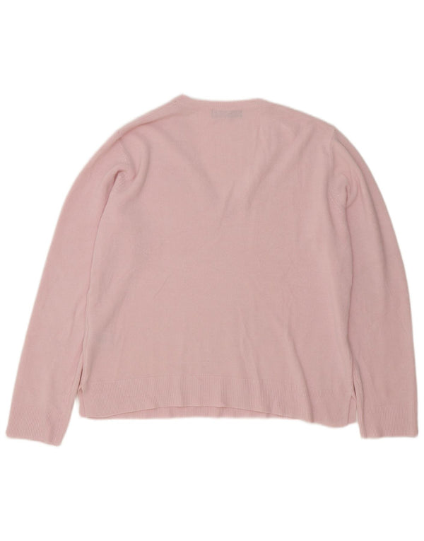Marks & Spencer Suéter con Cuello en V para Mujer UK 44 Grande Acrílico Rosa