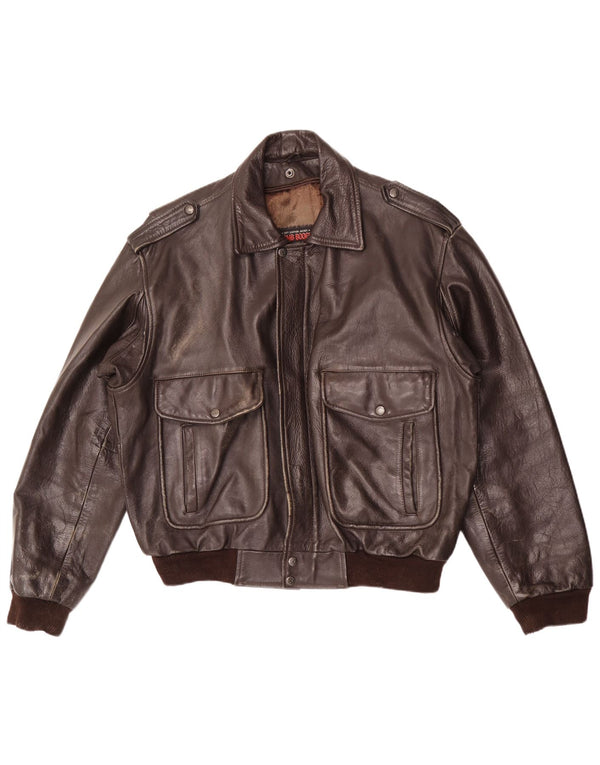 Bomb Boogie Chaqueta de cuero holgada Sky para hombre UK 38 Marrón medio