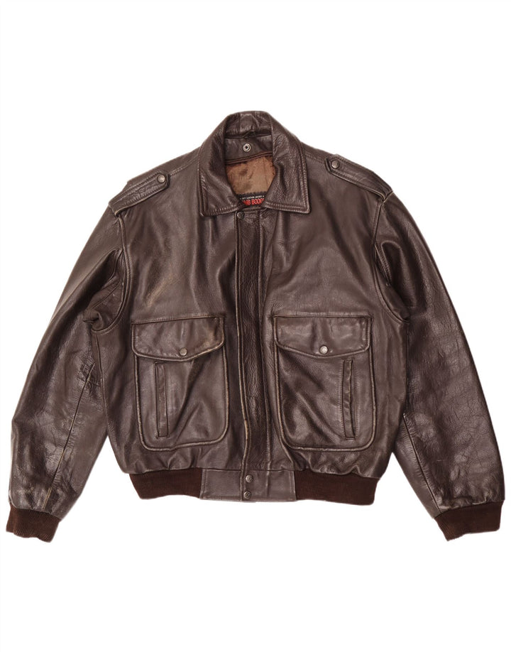 Bomb Boogie Chaqueta de cuero holgada Sky para hombre UK 38 Marrón medio
