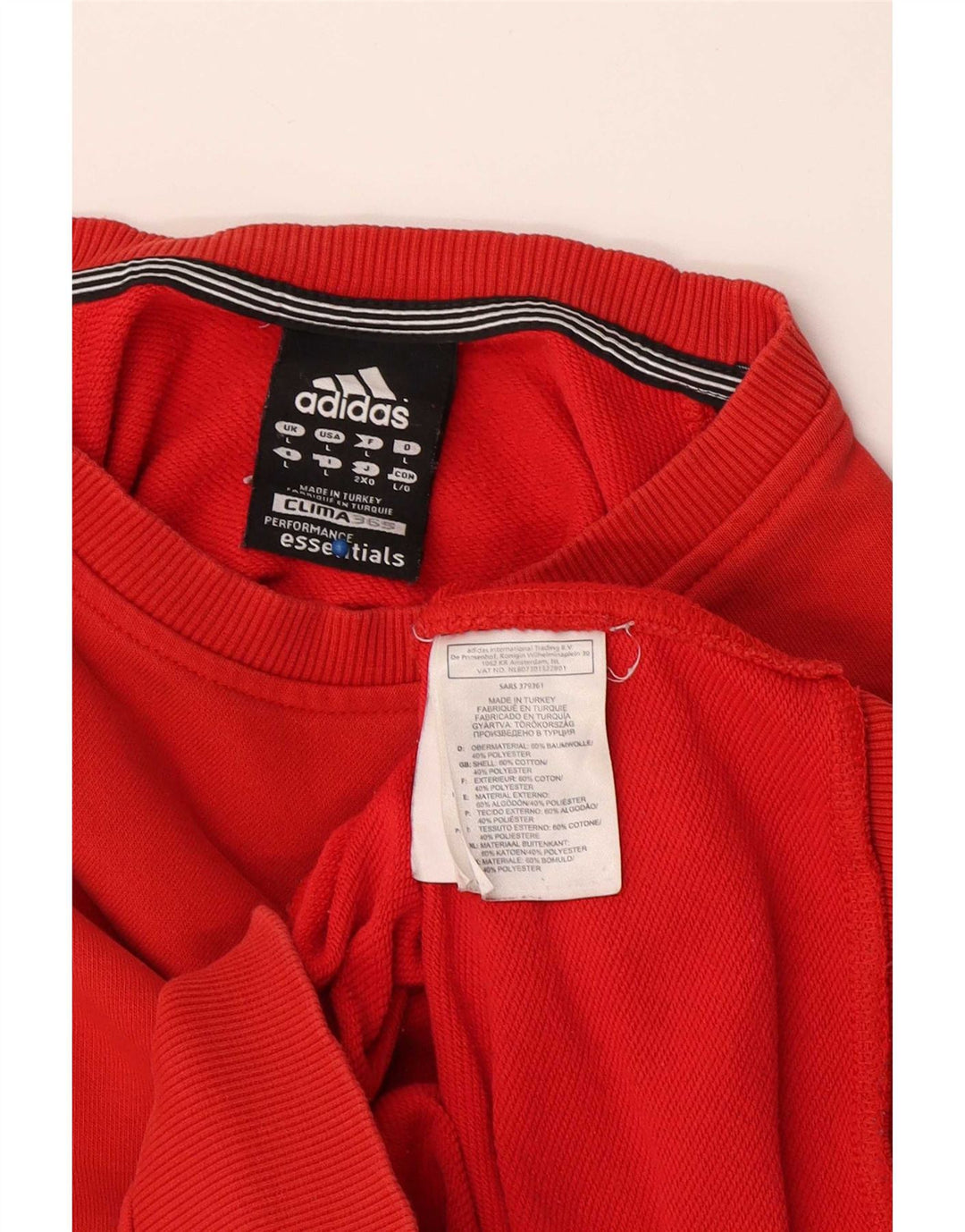 Adidas Mens Clima 365 Sudadera Jumper Grande Rojo Algodón