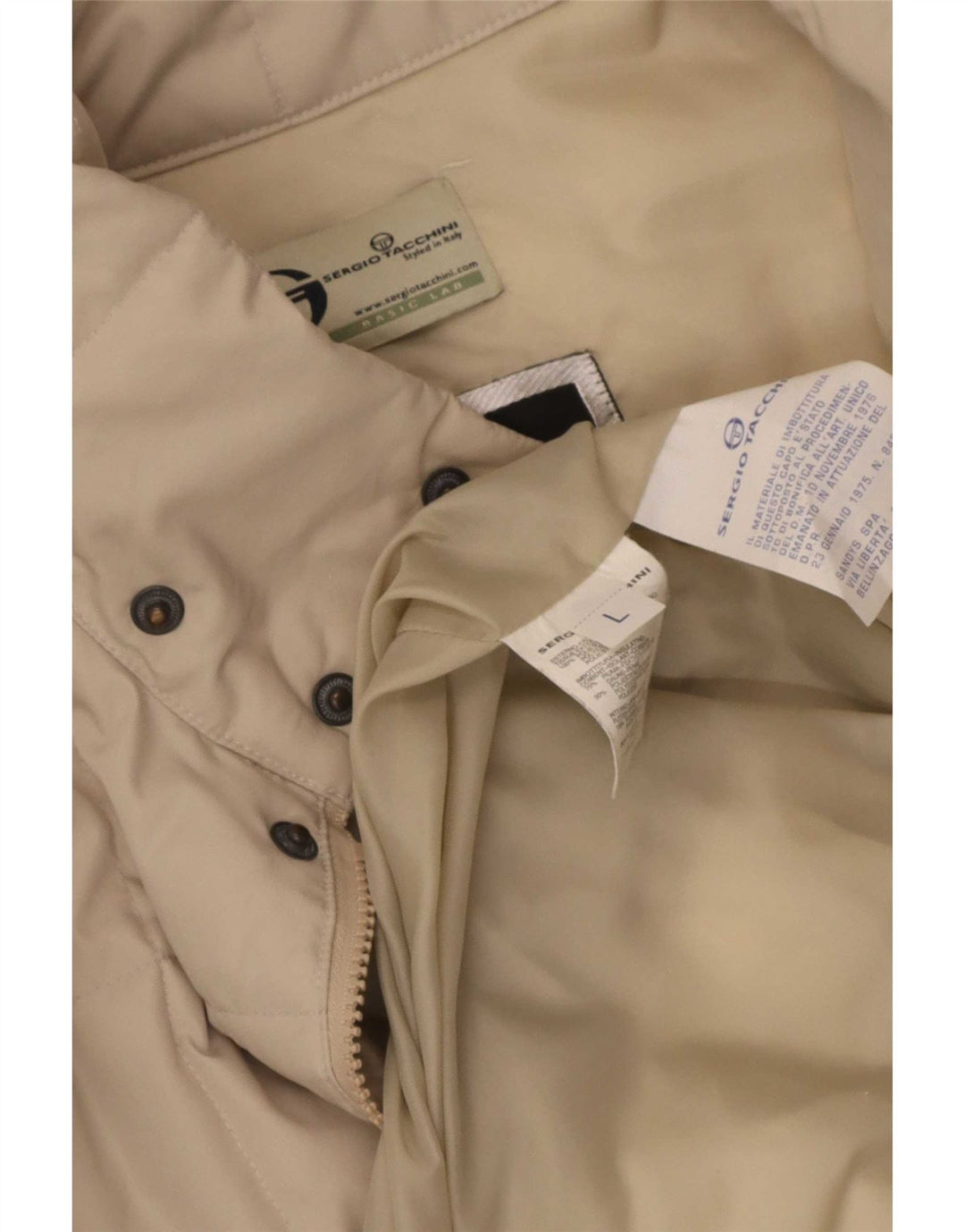 Sergio Tacchini Chaqueta acolchada para hombre UK 40 Large Beige Poliéster