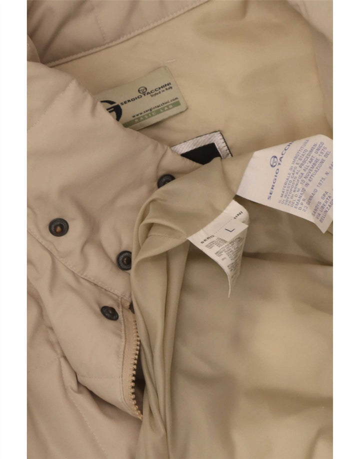 Sergio Tacchini Chaqueta acolchada para hombre UK 40 Large Beige Poliéster