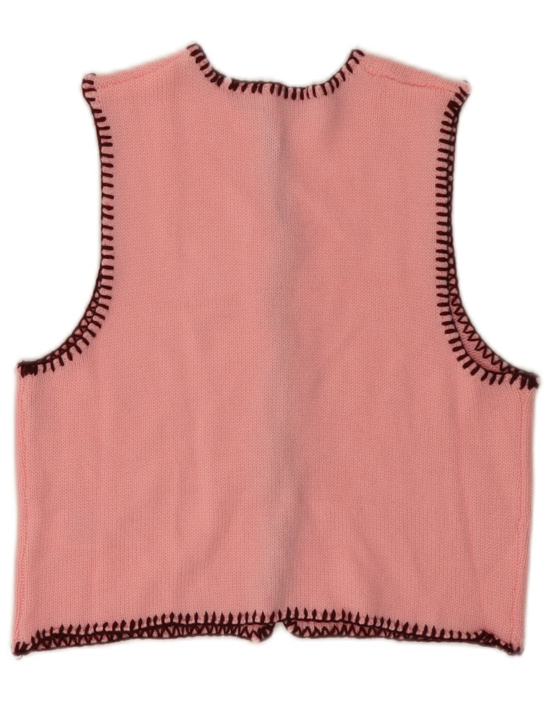 VINTAGE Mujer Crop Sin Mangas Cardigan Suéter Reino Unido 6 XS Acrílico Rosa