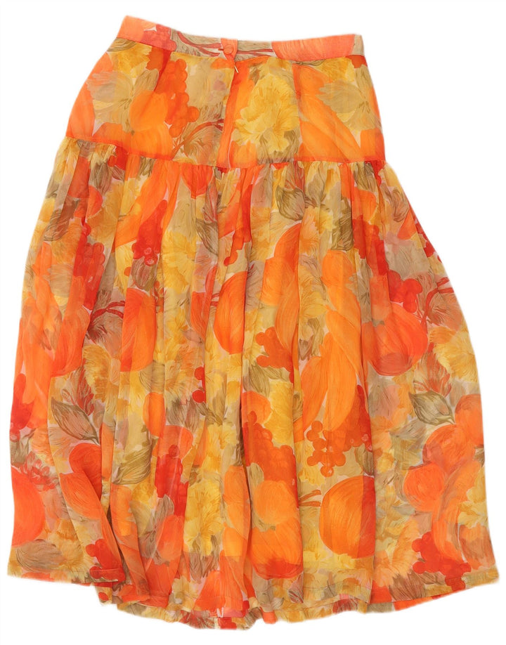 Vintage mujer A-Line falda W30 medio naranja floral