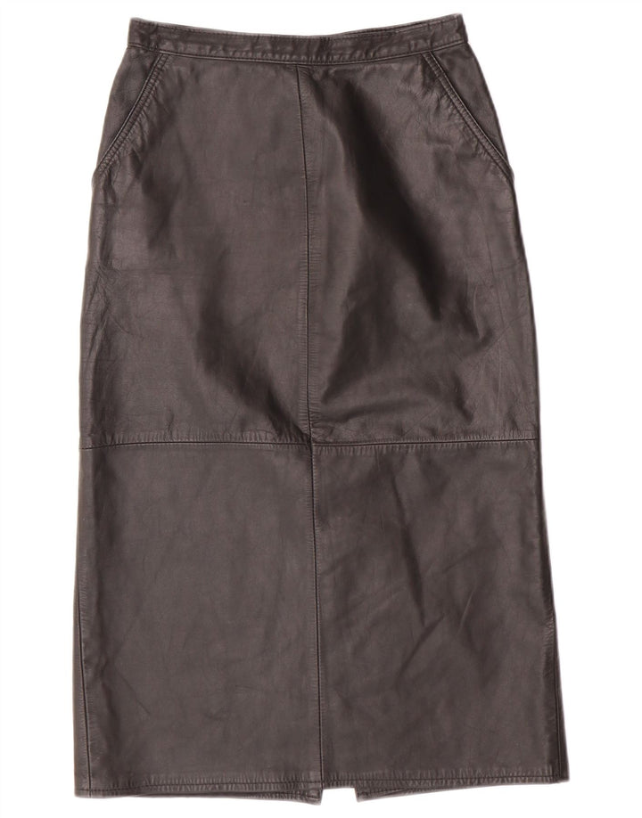 CHALICE Falda de cuero de cintura alta para mujer UK 8 Small W24 Cuero negro