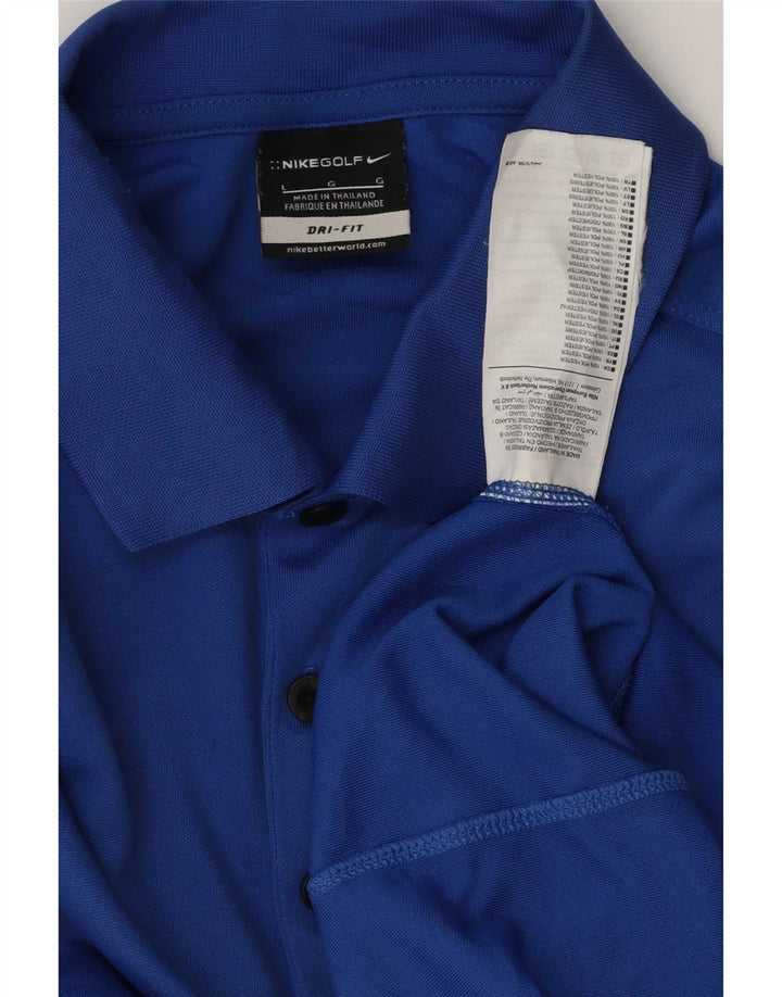 Nike Polo Dri Fit para hombre, poliéster azul grande