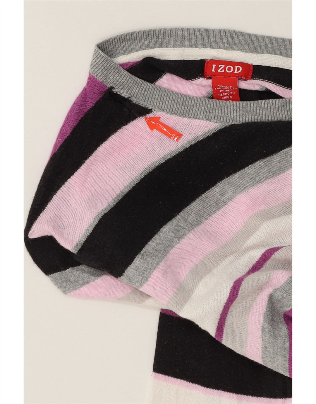 IZOD Womens Crew Neck Jumper Sweater UK 16 Large Multicoloured Striped Vintage Izod and Second-Hand Izod from Messina Hembry 
