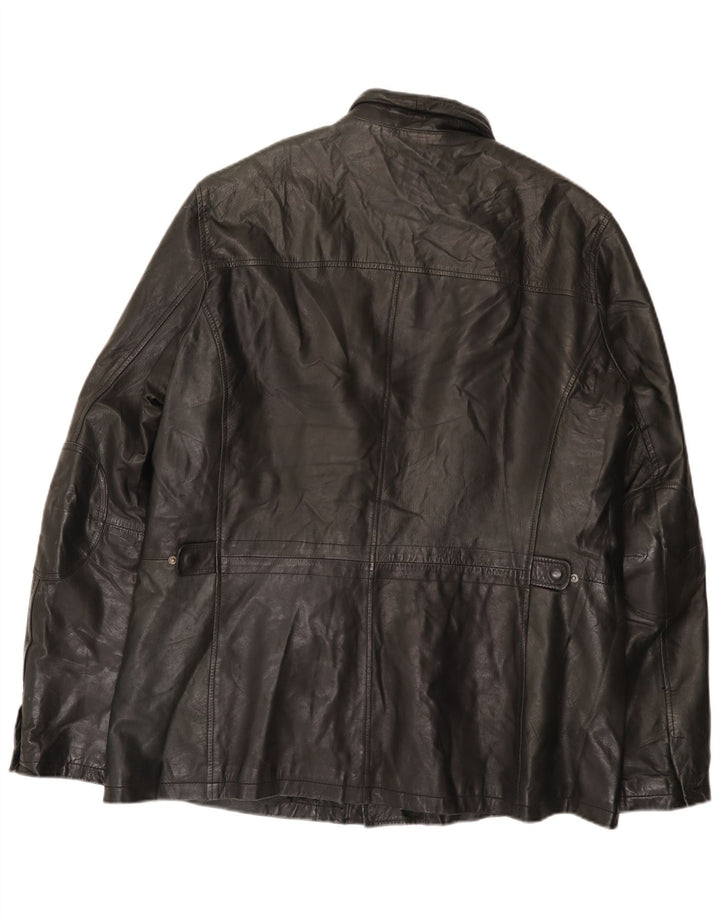 Chaqueta de cuero vintage para hombre Reino Unido 42 XL Negro
