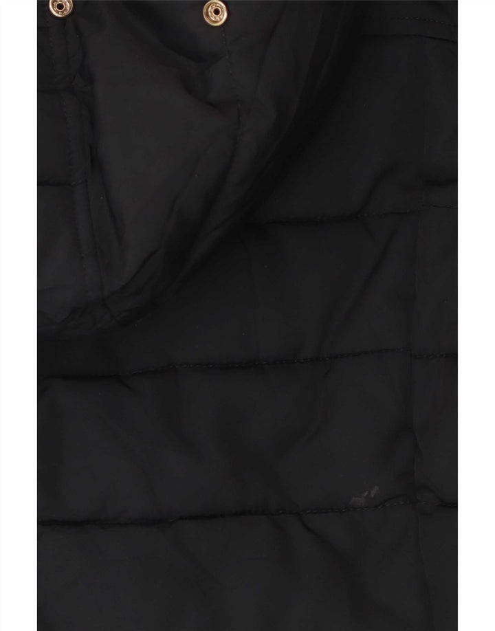 Topshop Chaqueta acolchada con capucha para mujer UK 8 Small Black Poliéster