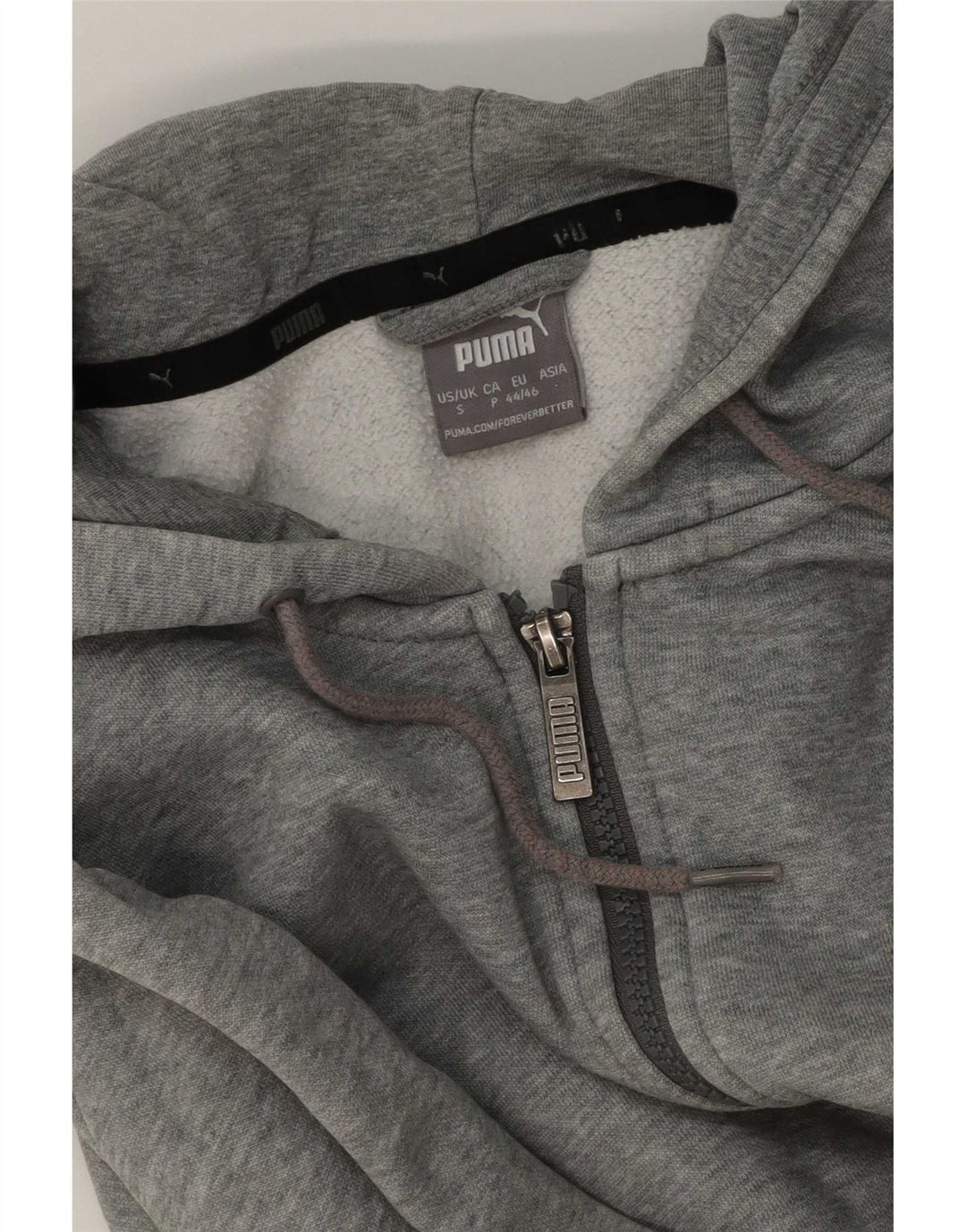 Puma Sudadera con capucha y cremallera para hombre, talla pequeña, gris moteado