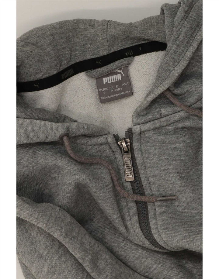 Puma Sudadera con capucha y cremallera para hombre, talla pequeña, gris moteado