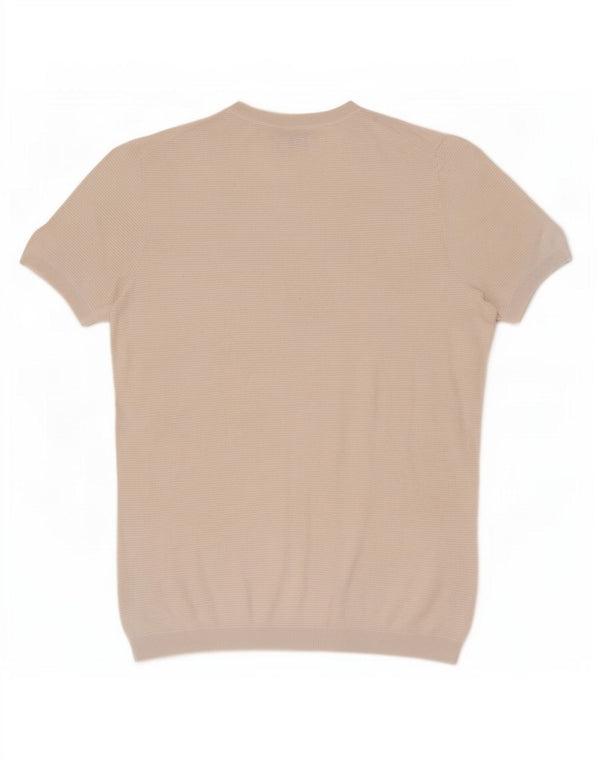 Massimo Dutti Jersey Hombre Manga Corta Cuello Redondo Large Beige Algodón