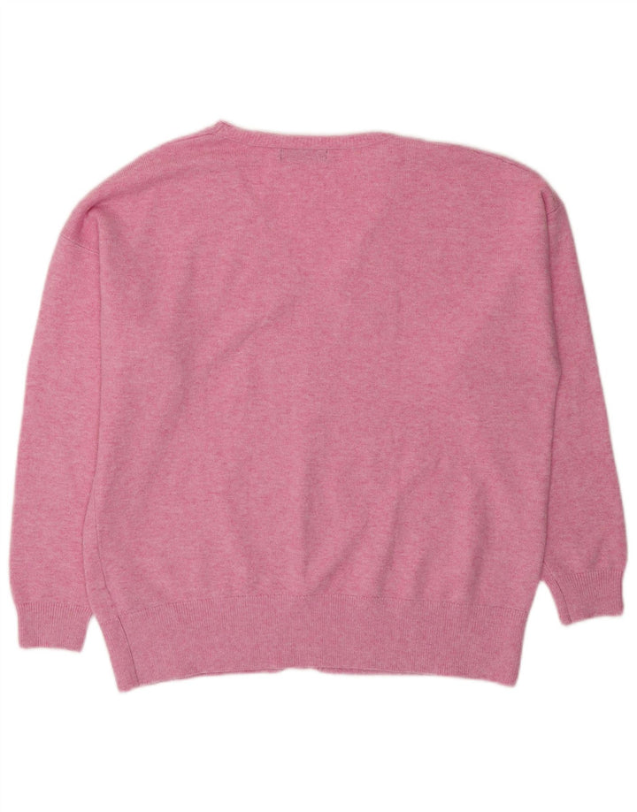 Marks & Spencer Suéter tipo jersey de gran tamaño con cuello en V para mujer UK 44 Rosa mediano