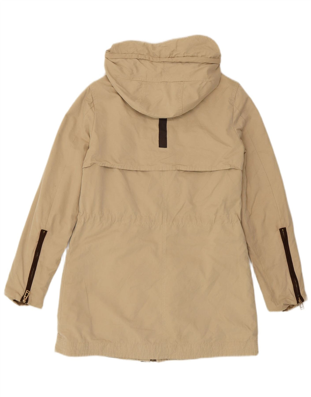 Zara Mujer Parka Con Capucha Chaqueta UK 6 XS Beige Poliéster