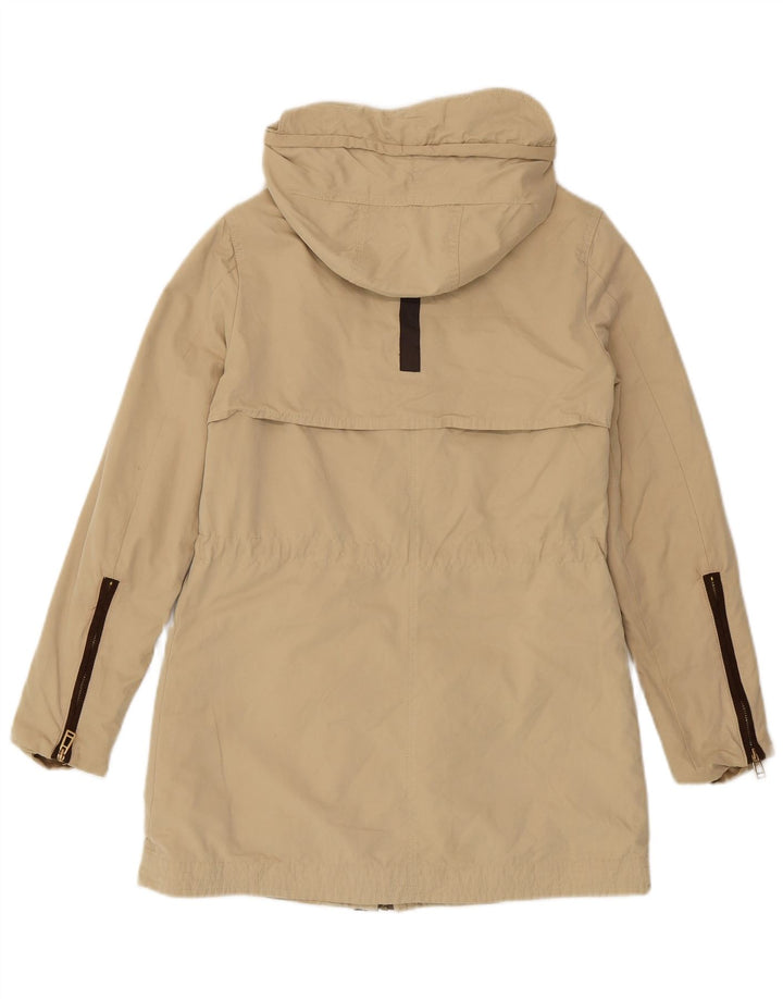 Zara Mujer Parka Con Capucha Chaqueta UK 6 XS Beige Poliéster