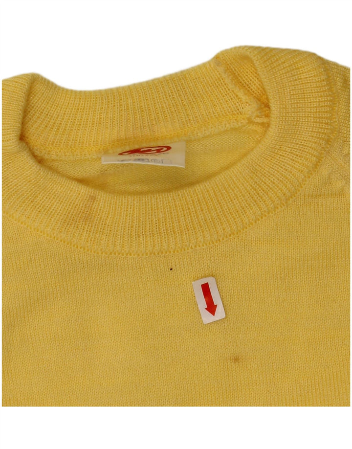 VINTAGE suéter de cuello redondo para mujer Reino Unido 16 amarillo grande