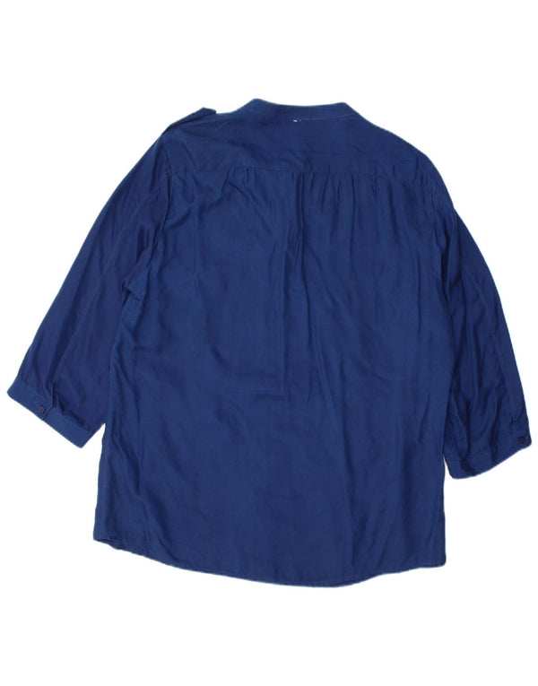 Vintage mujer 3/4 manga camisa blusa Reino Unido 14 grande azul marino