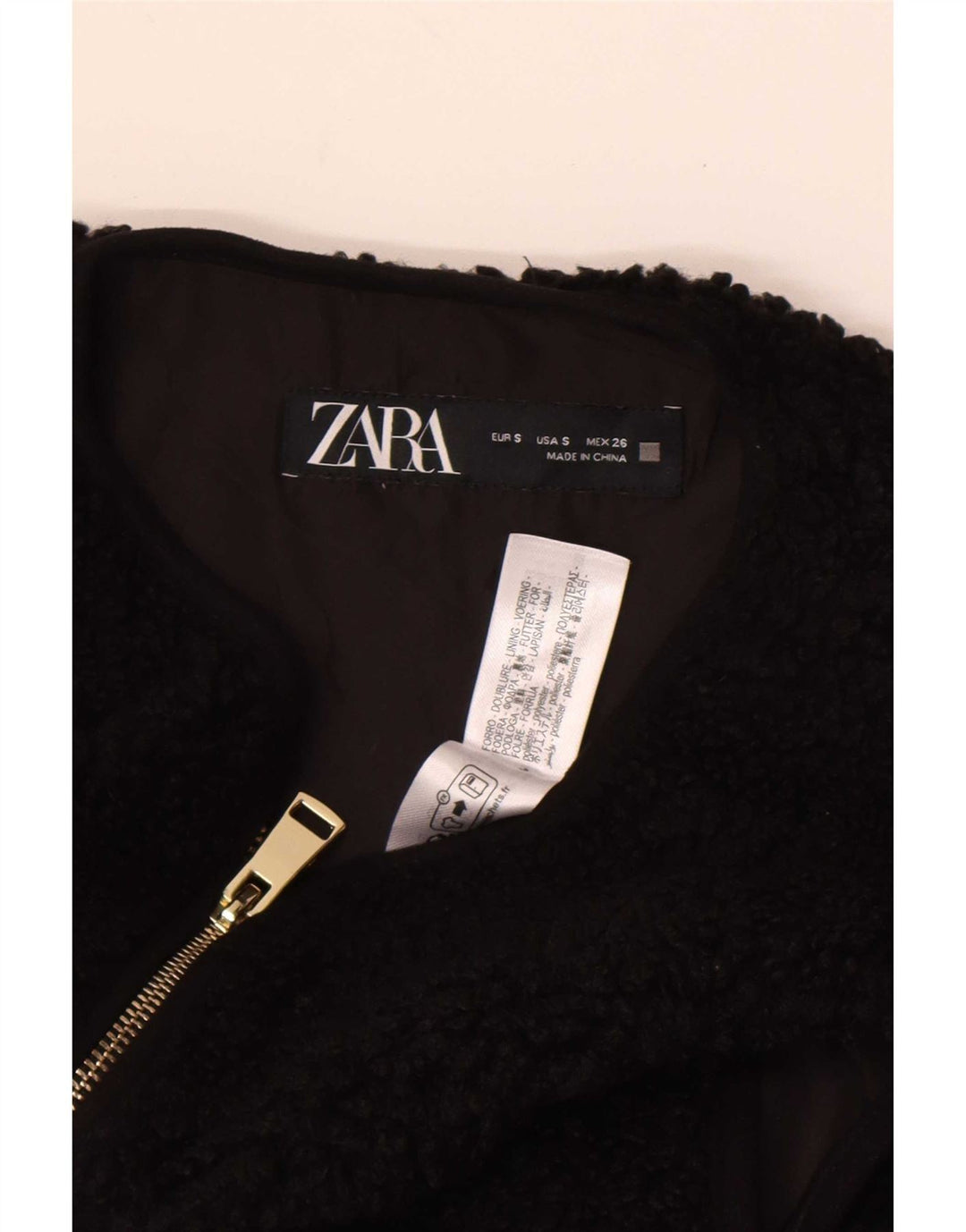Zara Mujer Chaleco De Forro Extragrande UK 10 Small Poliéster Negro