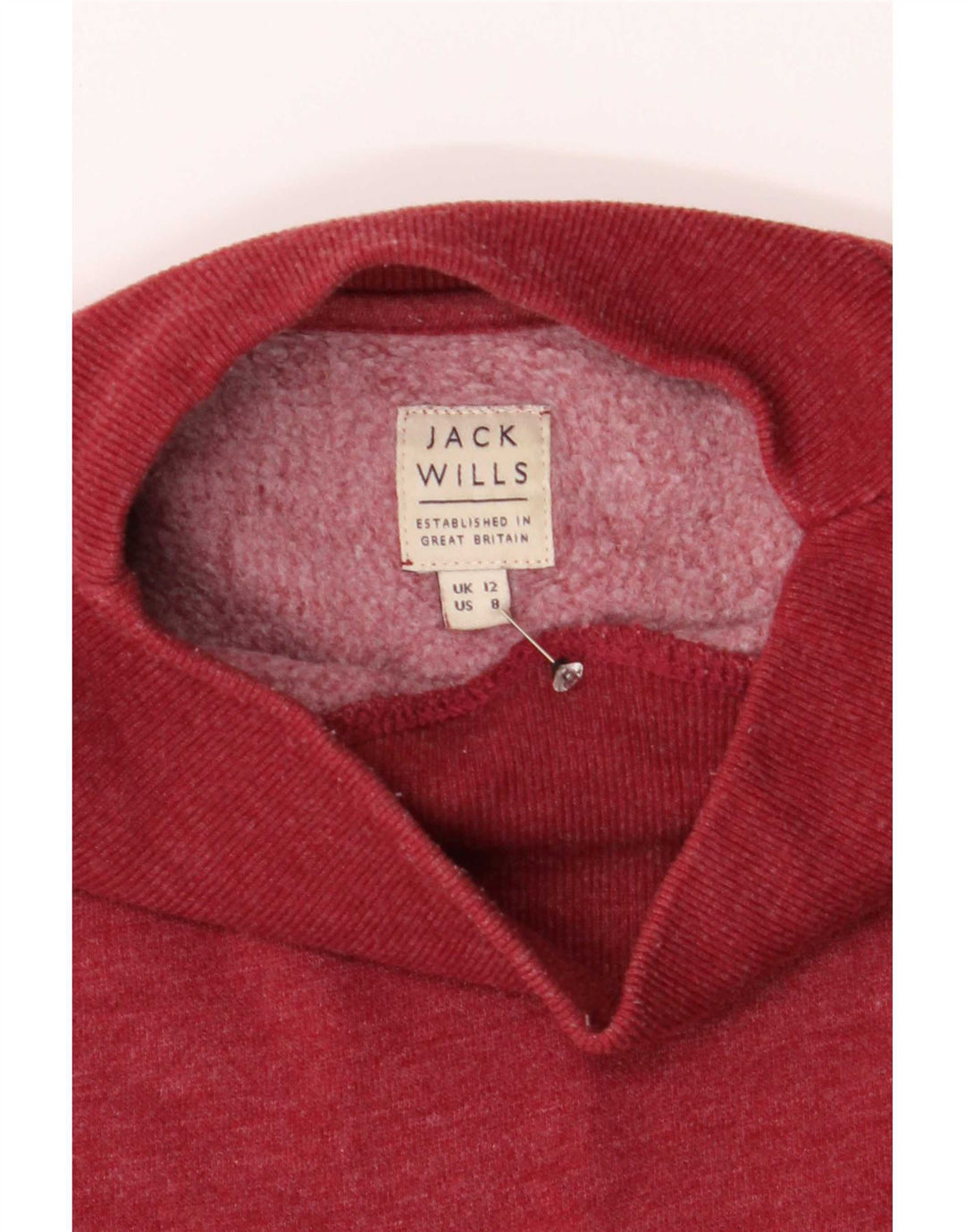 Jack Wills Sudadera extragrande para mujer, talla 12, algodón rojo mediano